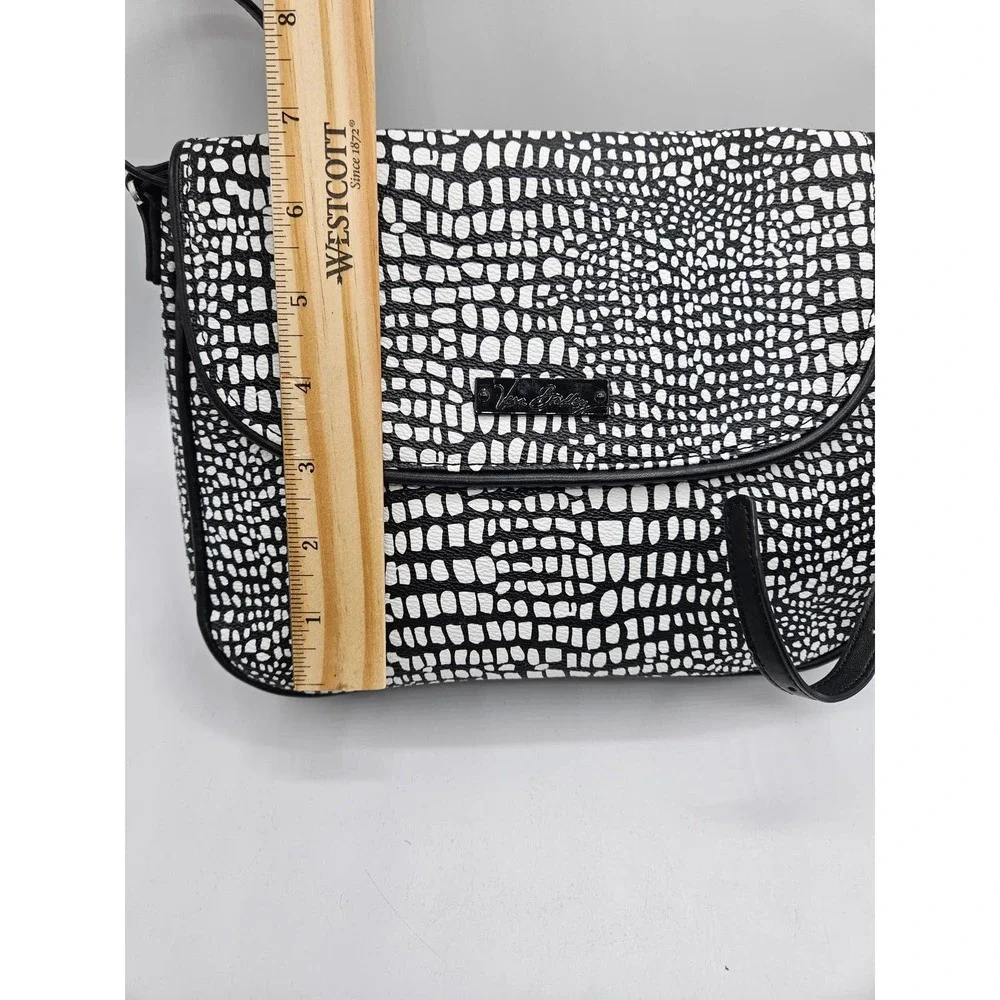 Vera Bradley Flap‎ Crossbody Midnight Snakeskin Black & White Faux Leather